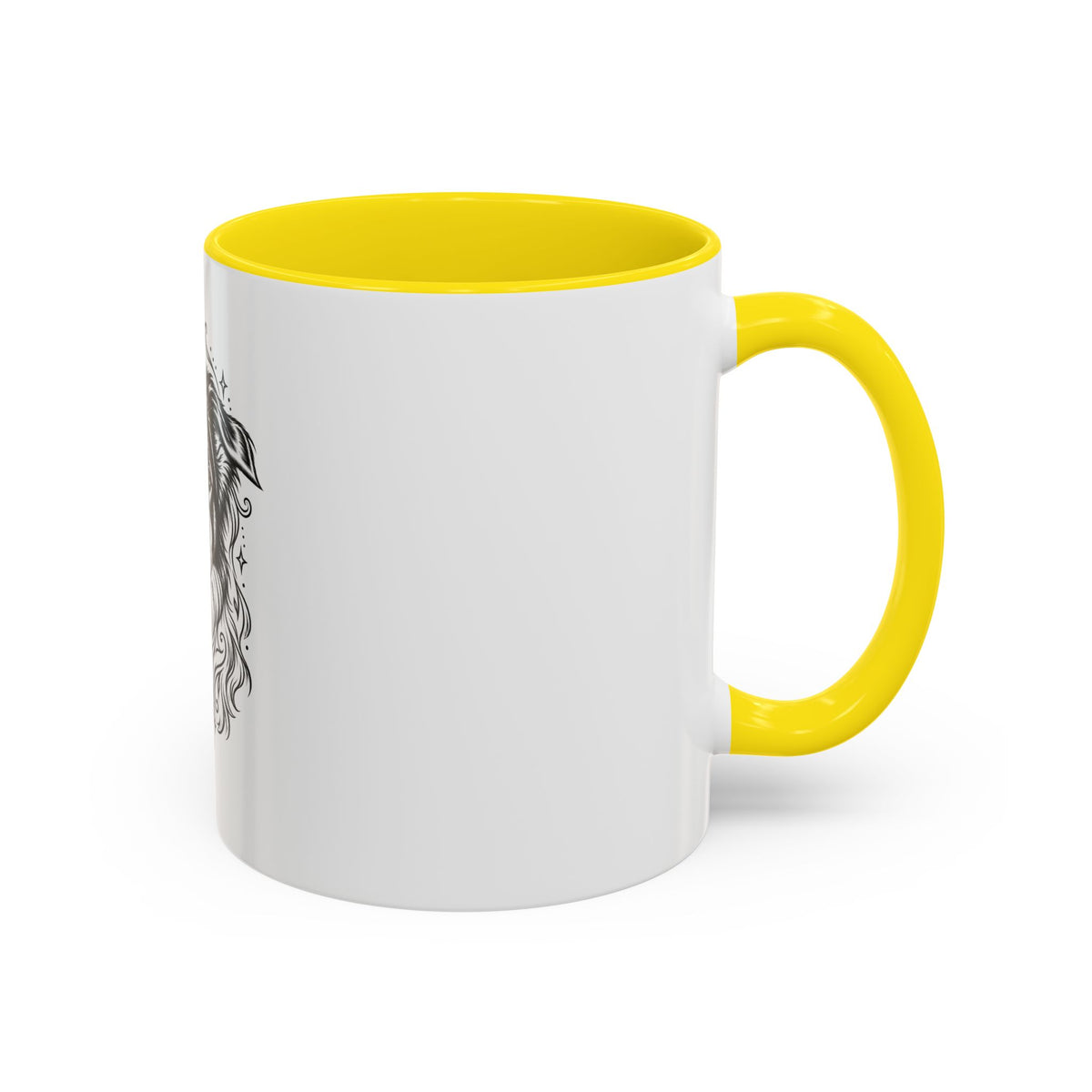 Mystical Border Collie LH Line Art Accent Coffee Mug – Mystical Dog Portrait 11/15oz