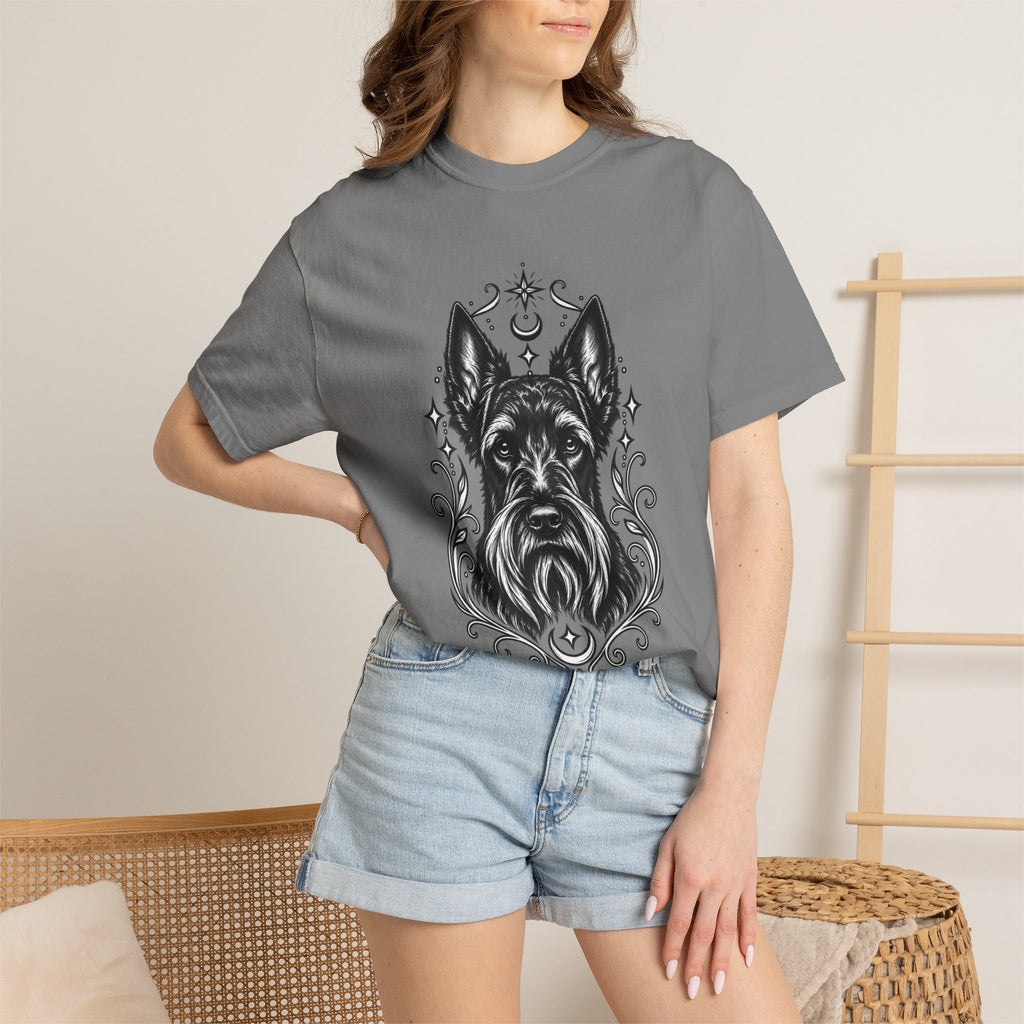 Mystical Scottish Terrier Line Art T-Shirt — Minimal Dog Portrait Tee