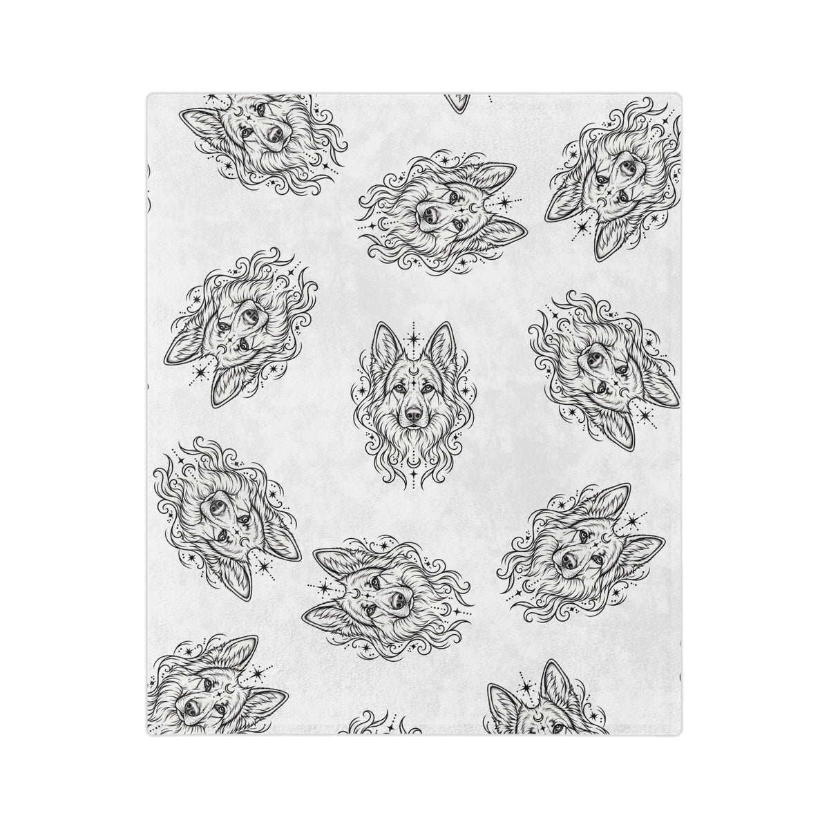 Mystical White Swiss Shepherd Minimalist Velveteen Microfiber Blanket — Soft Neutral Pet Portrait Throw