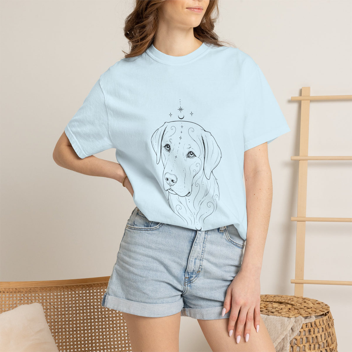 Mystical Labrador Retriever Line Art T-Shirt — Minimal Dog Portrait Tee