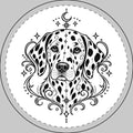 Mystical Dalmatian Round Car Magnet — Boho Dog Face Sticker