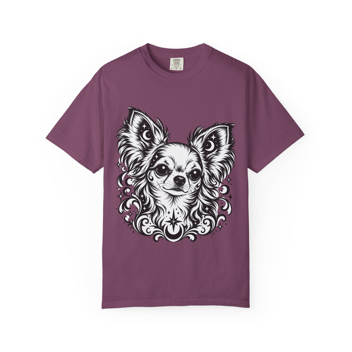 Mystical  Chihuahua LH Line Art T-Shirt — Minimal Dog Portrait Tee