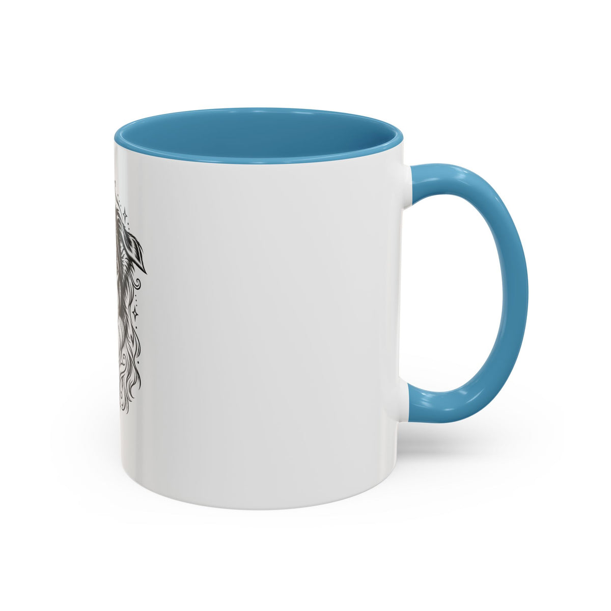 Mystical Border Collie LH Line Art Accent Coffee Mug – Mystical Dog Portrait 11/15oz