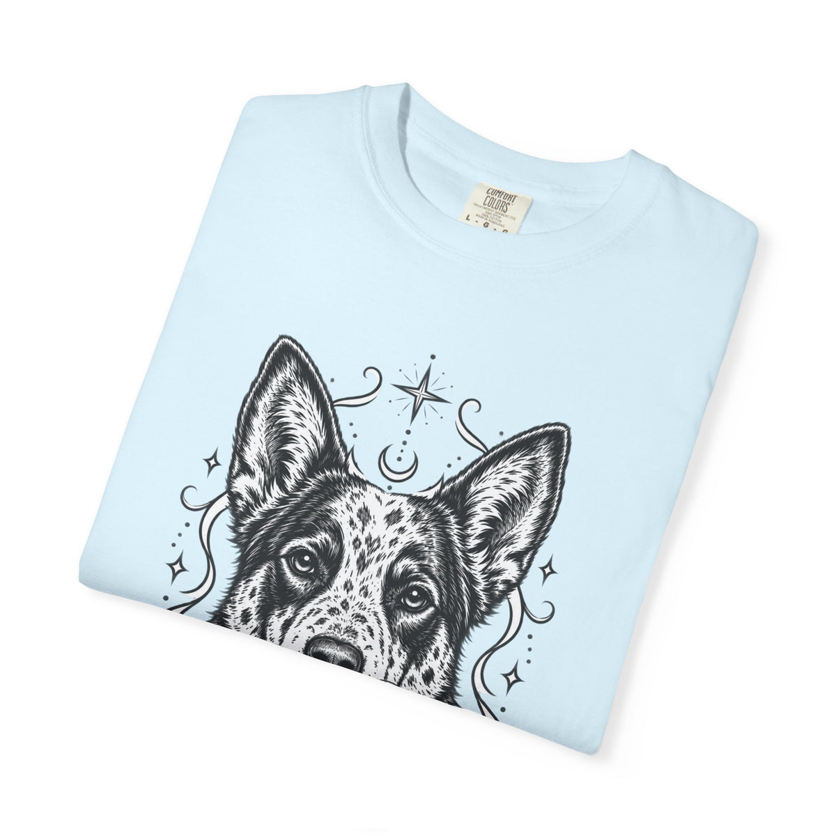Mystical Australian Cattle Dog Line Art T-Shirt — Minimal Dog Portrait Tee