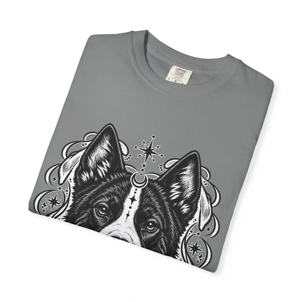 Mystical Karelian Bear Dog Line Art T-Shirt — Minimal Dog Portrait Tee