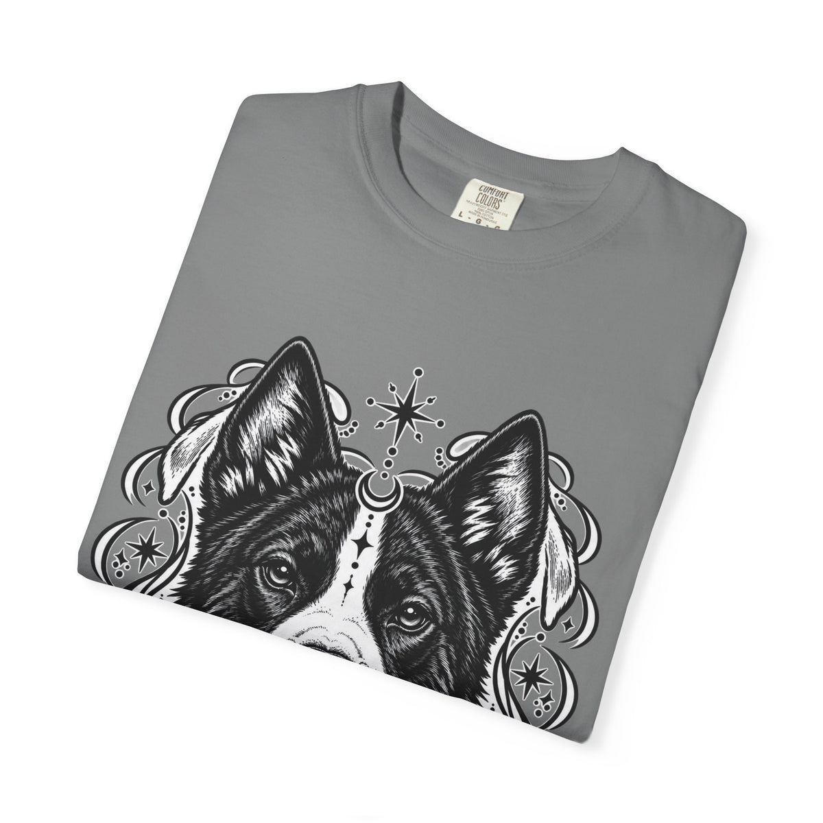 Mystical Karelian Bear Dog Line Art T-Shirt — Minimal Dog Portrait Tee