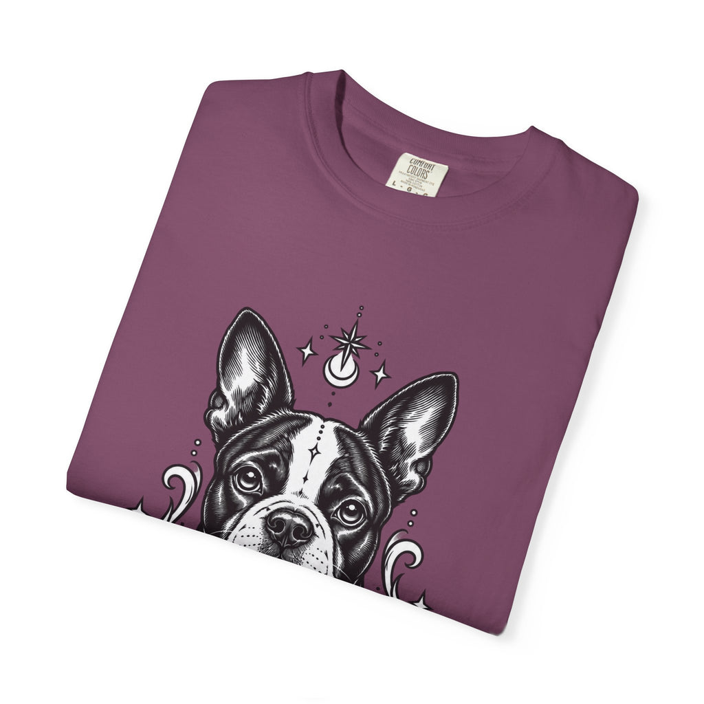 Mystical Boston Terrier Line Art T-Shirt — Minimal Dog Portrait Tee