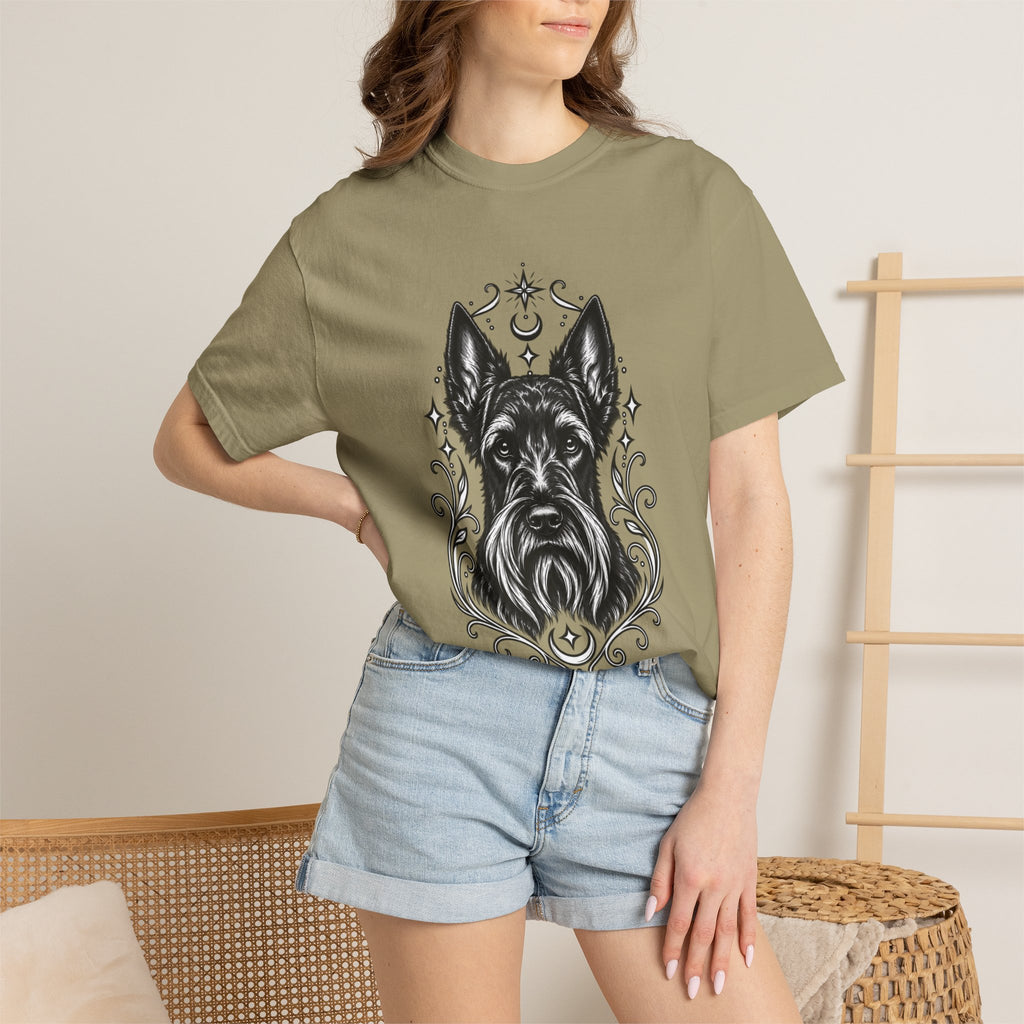 Mystical Scottish Terrier Line Art T-Shirt — Minimal Dog Portrait Tee