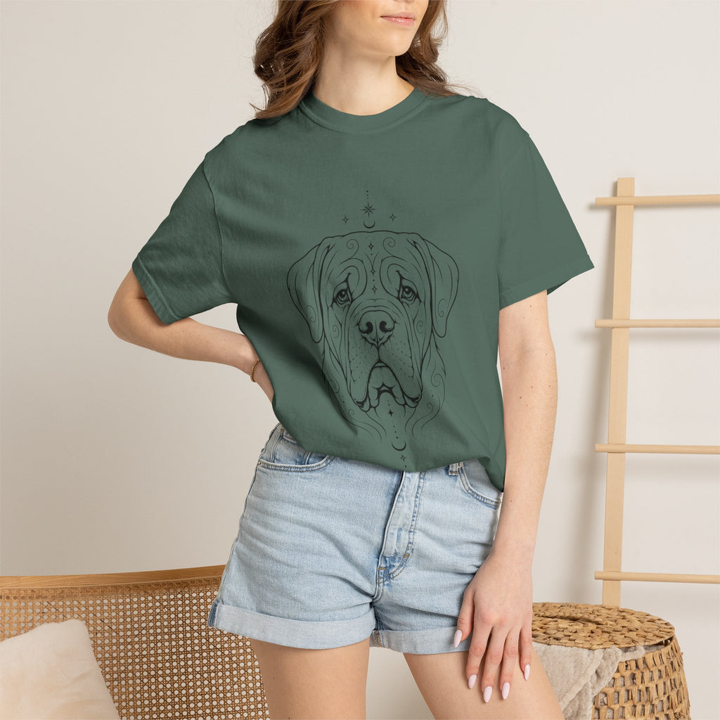 Mystical Mastiff Line Art T‑Shirt — Minimal Dog Portrait Tee