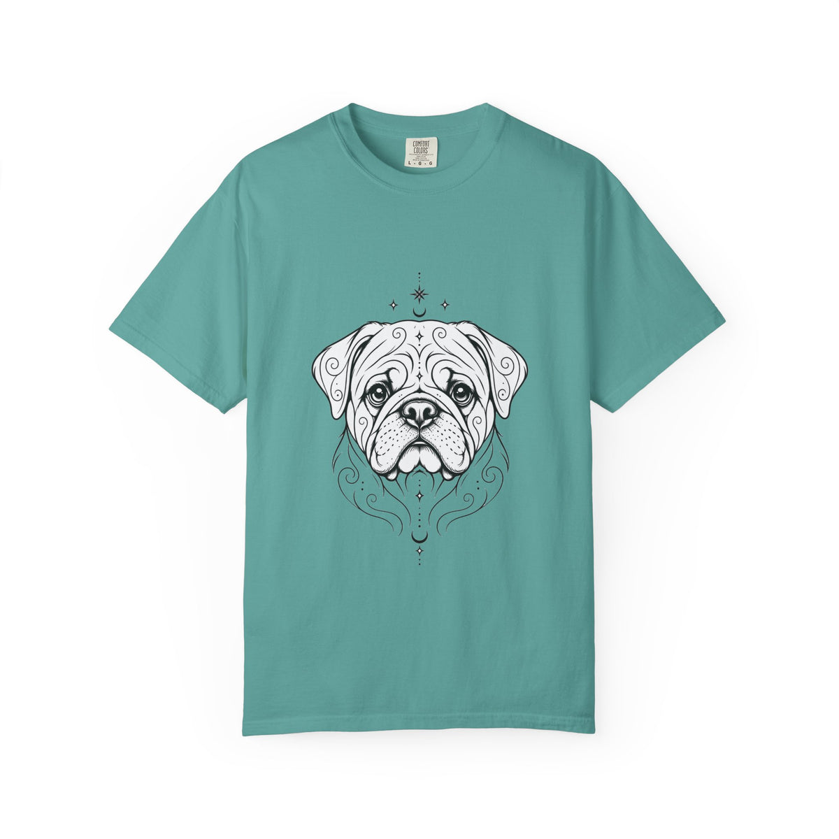 Mystical Pug Line Art T-Shirt — Minimal Dog Portrait Tee