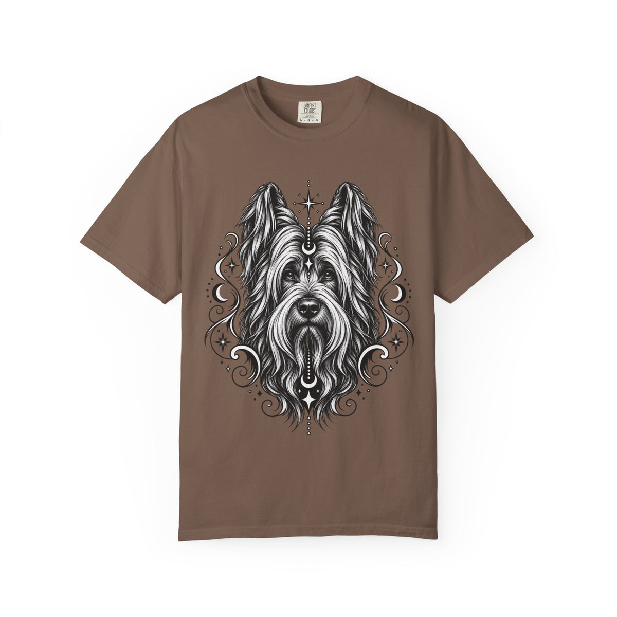 Mystical Briard Line Art T-Shirt — Minimal Dog Portrait Tee