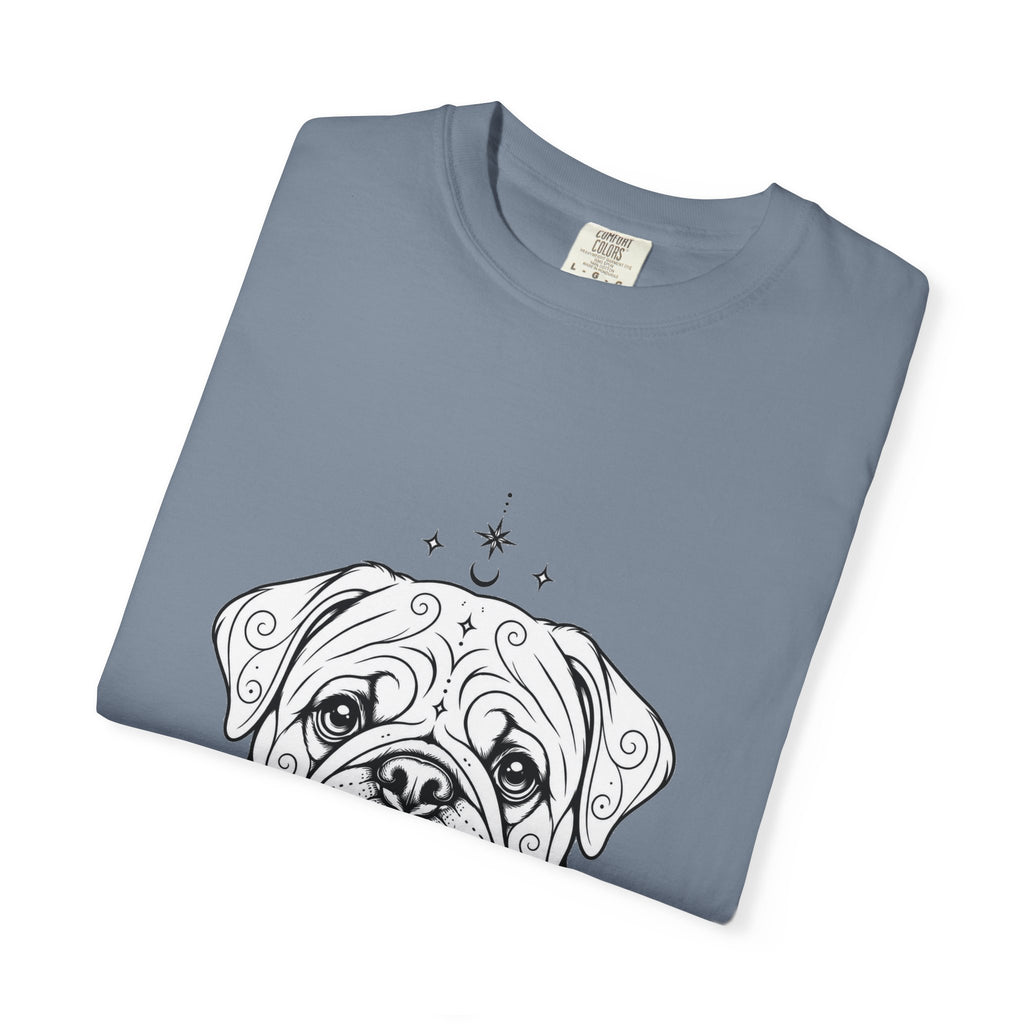 Mystical Pug Line Art T-Shirt — Minimal Dog Portrait Tee