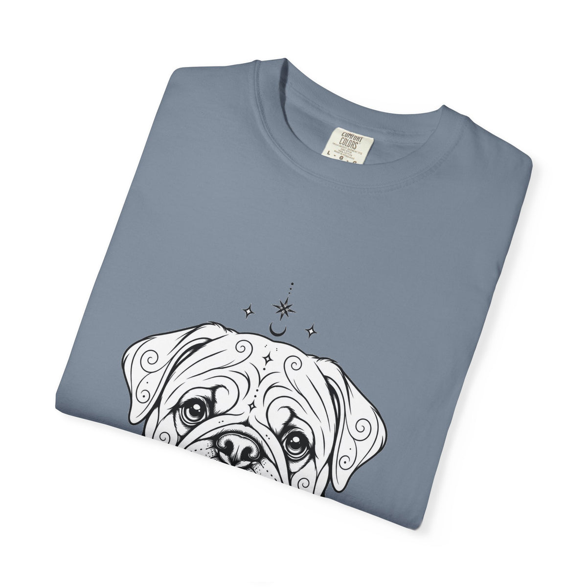 Mystical Pug Line Art T-Shirt — Minimal Dog Portrait Tee