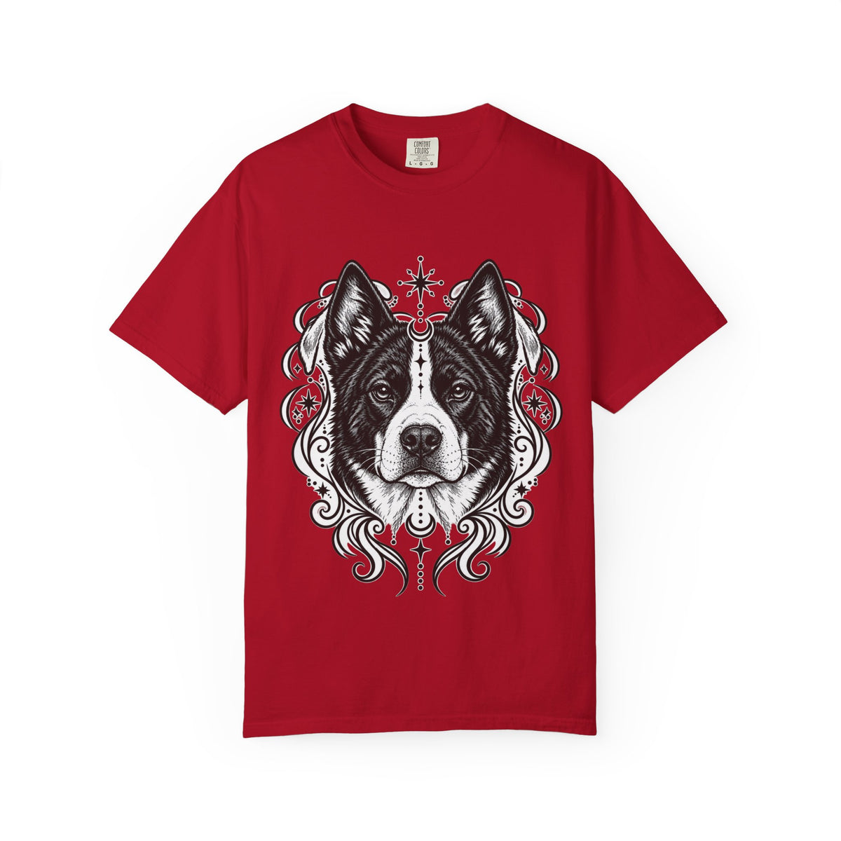 Mystical Karelian Bear Dog Line Art T-Shirt — Minimal Dog Portrait Tee