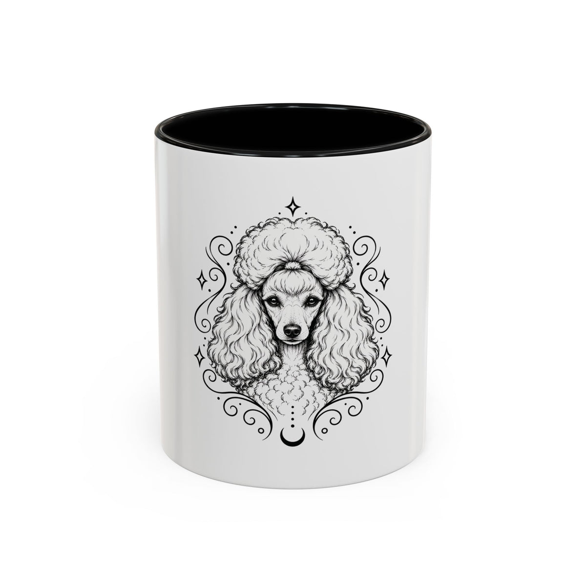 Mystical Toy Poodle Line Art Accent Coffee Mug – Mystical Dog Portrait 11/15oz