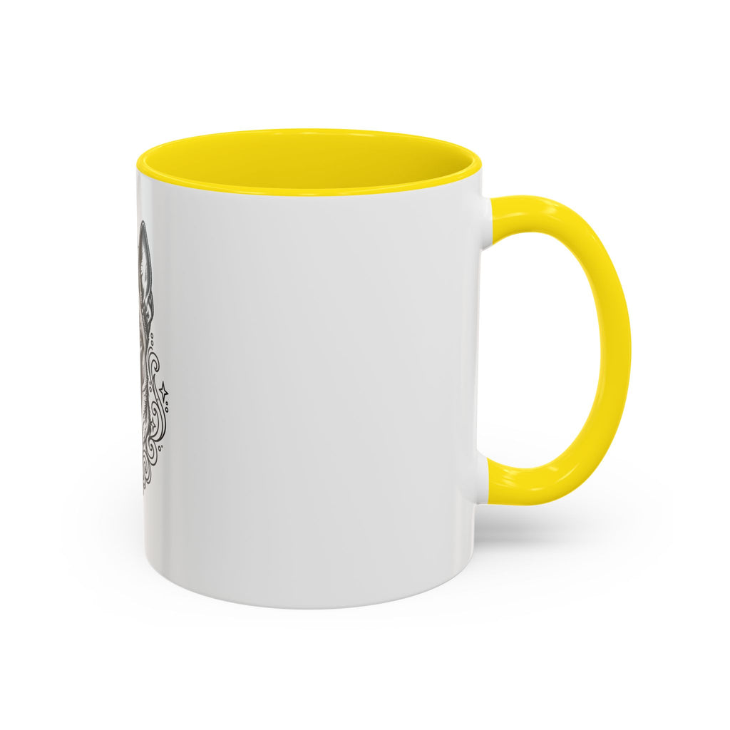 Mystical Belgian Malinois Line Art Accent Coffee Mug – Mystical Dog Portrait 11/15oz