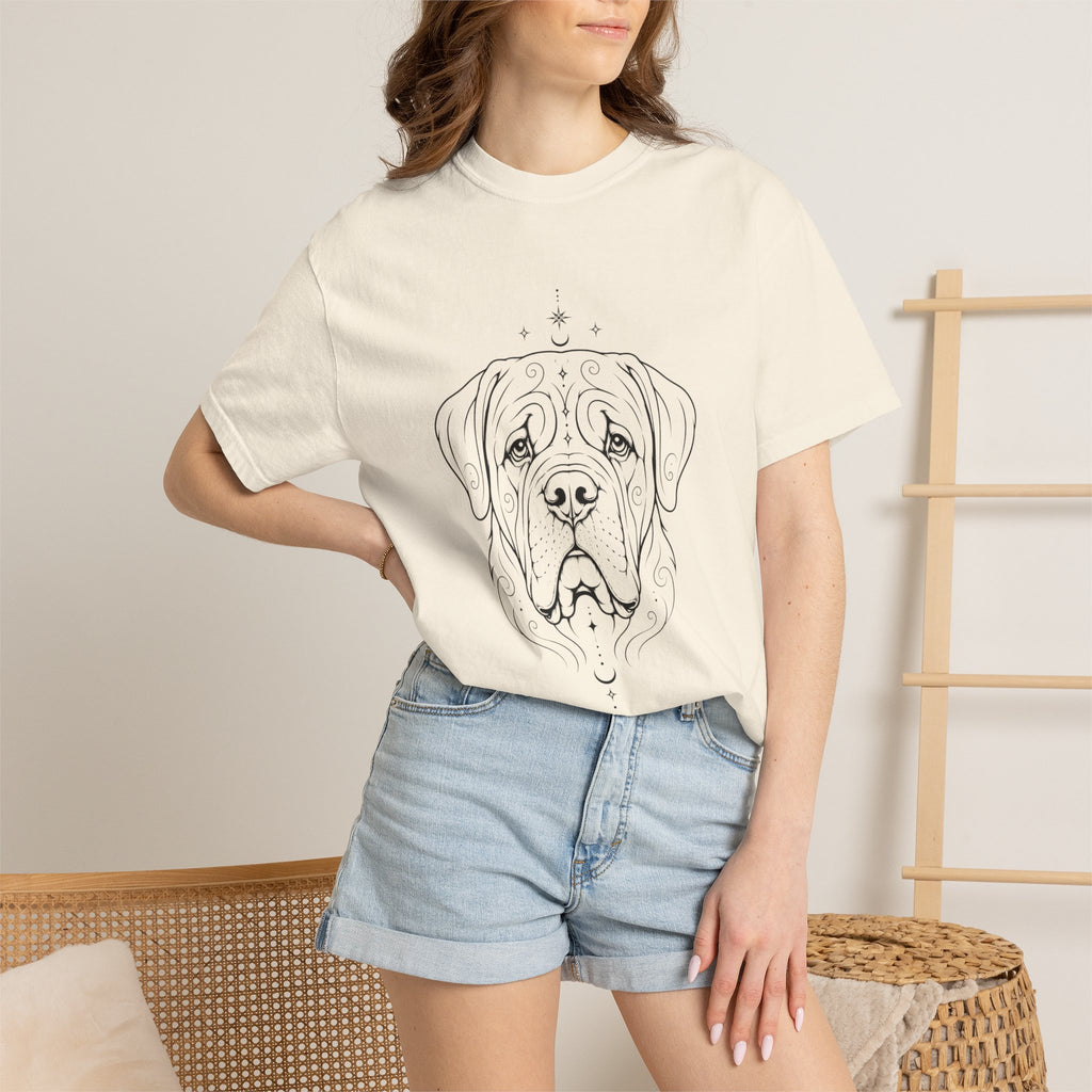 Mystical Mastiff Line Art T‑Shirt — Minimal Dog Portrait Tee