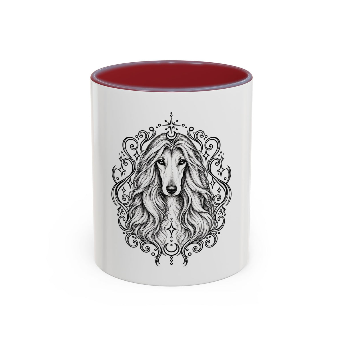 Mystical Afghan Hound Line Art Accent Coffee Mug – Mystical Dog Portrait 11/15oz