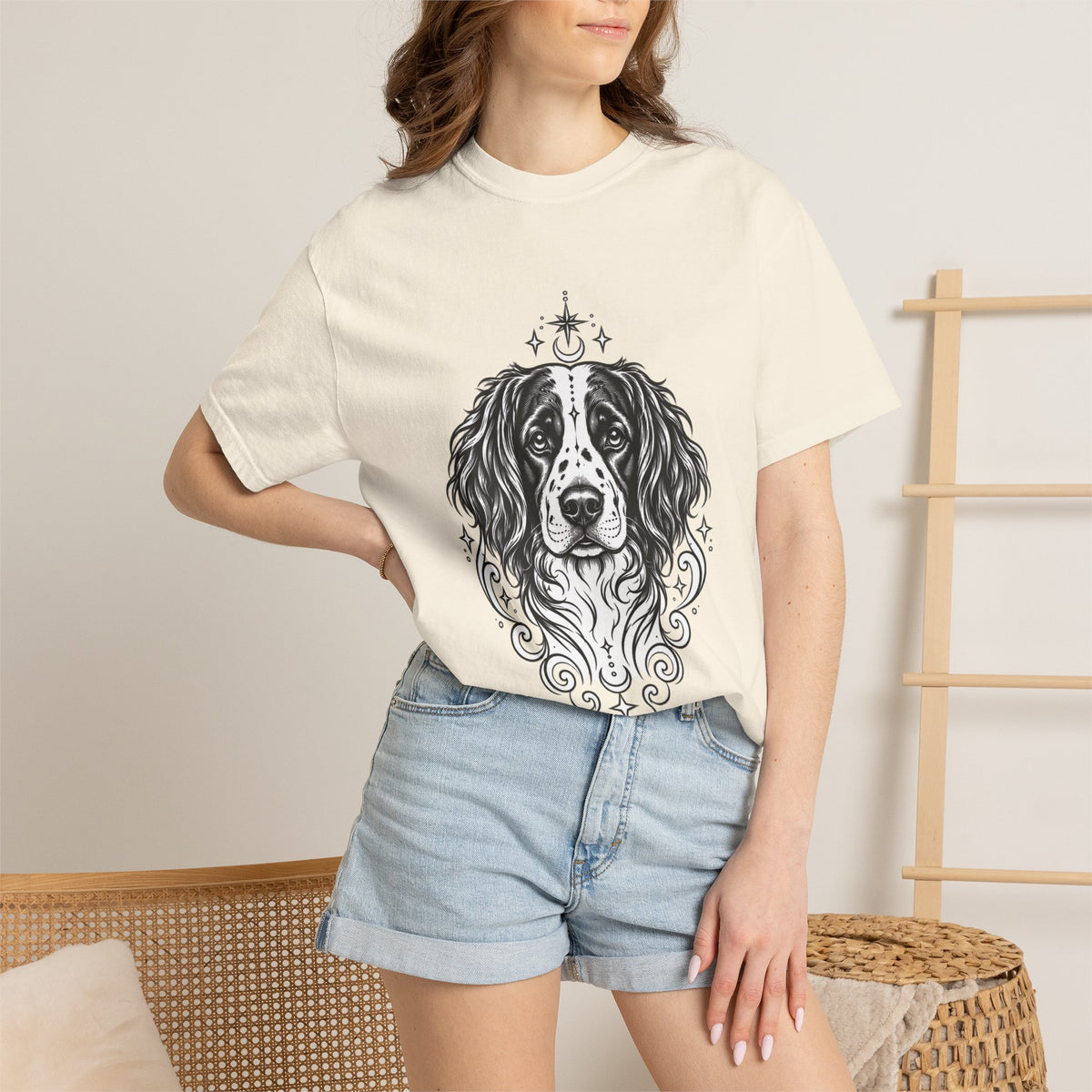 Mystical Stabyhoun Line Art T-Shirt — Minimal Dog Portrait Tee