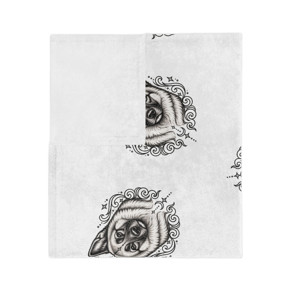 Copy of Mystical Norwegian Elkhound Minimalist Velveteen Microfiber Blanket — Soft Neutral Pet Portrait Throw