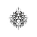 Mystical Cavalier King Charles Spaniel  Line Art Kiss-Cut Vinyl Sticker — Decorative Dog Portrait Decal