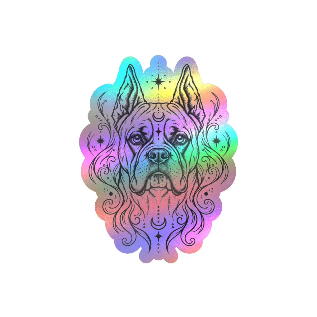 Copy of Mystical White Swiss Shepherd Line Art Kiss-Cut Vinyl Sticker — Decorative Dog Portrait Decal