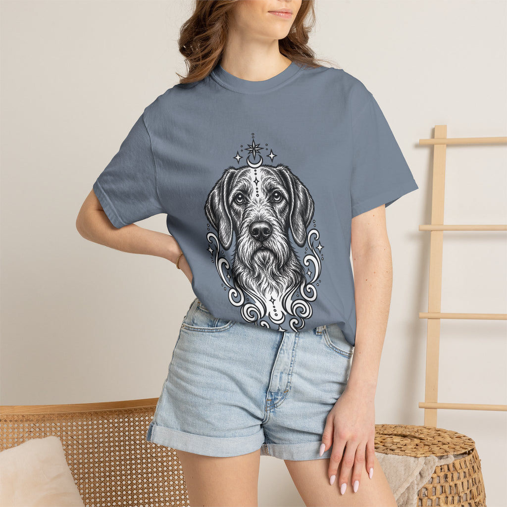 Mystical Wiredhaired Vizsla Line Art T-Shirt — Minimal Dog Portrait Tee