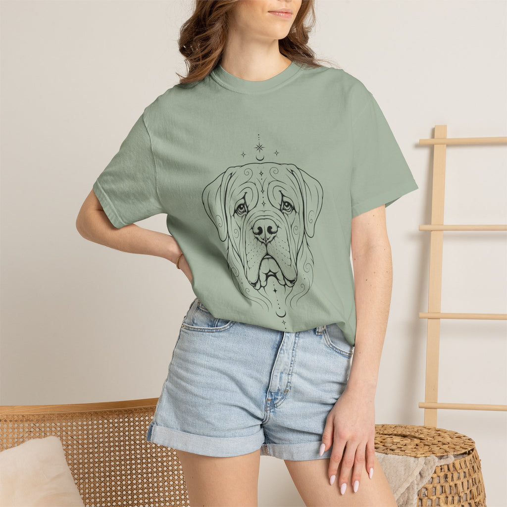 Mystical Mastiff Line Art T‑Shirt — Minimal Dog Portrait Tee