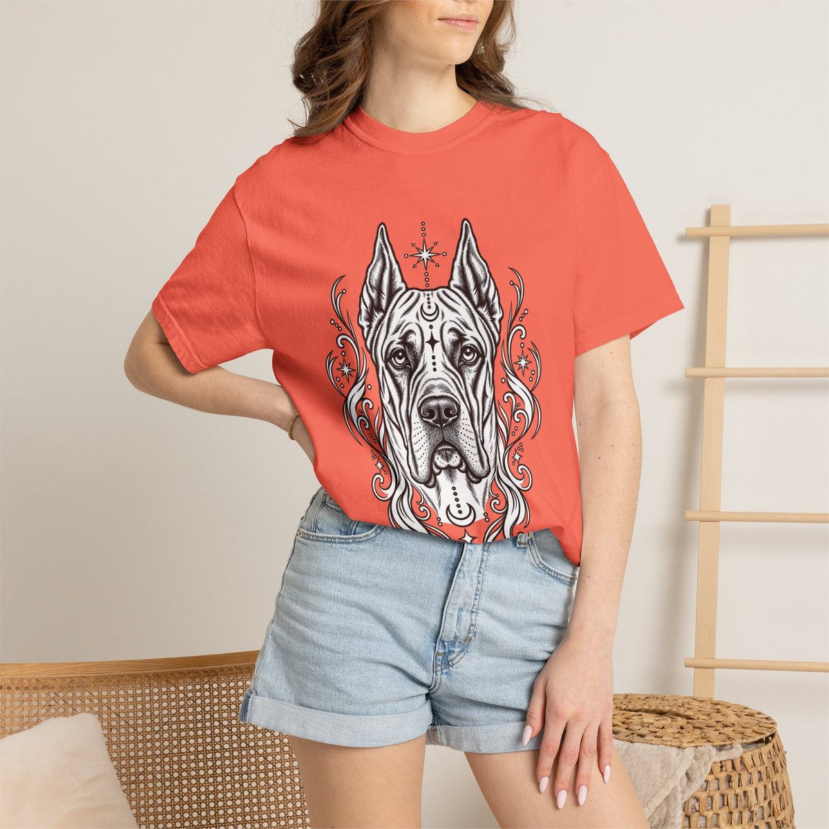 Mystical Great Dane CE Line Art T-Shirt — Minimal Dog Portrait Tee