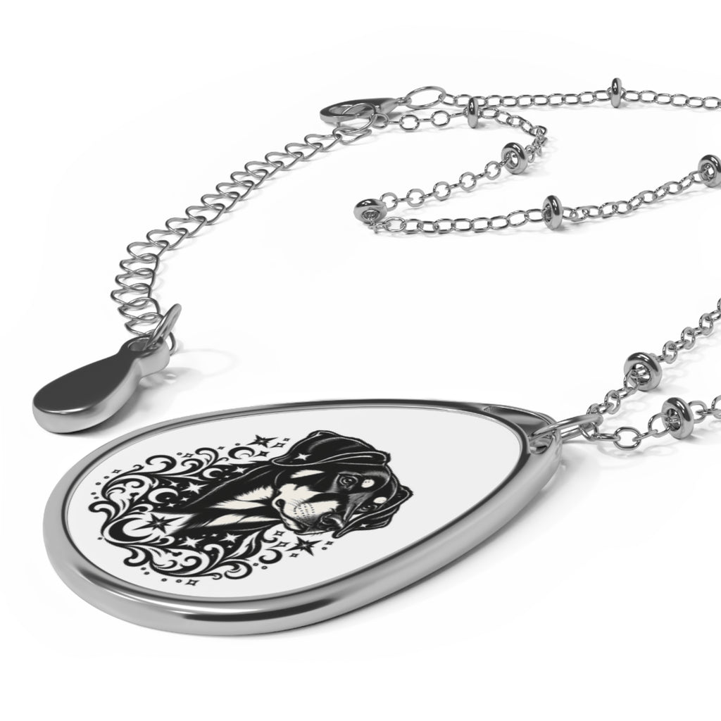Mystical Beauceron NE FD Oval Necklace — Engraved Pet Memorial Pendant
