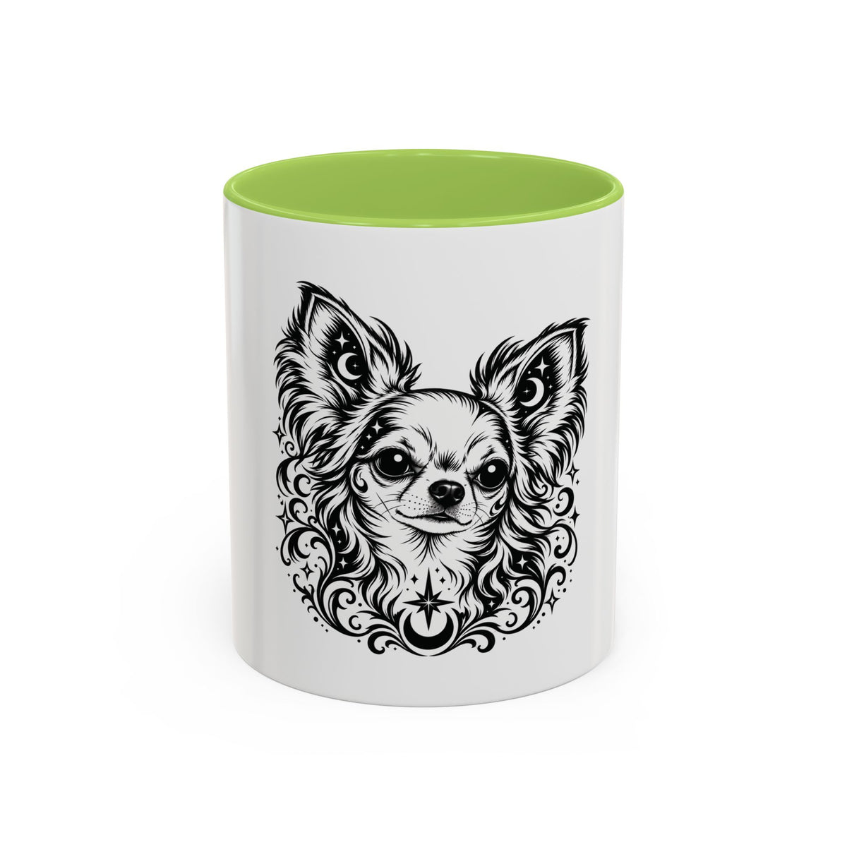 Mystical  Chihuahua LH Line Art Accent Coffee Mug – Mystical Dog Portrait 11/15oz