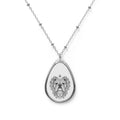 Mystical Bulldog Engraved Oval Necklace — Pendant