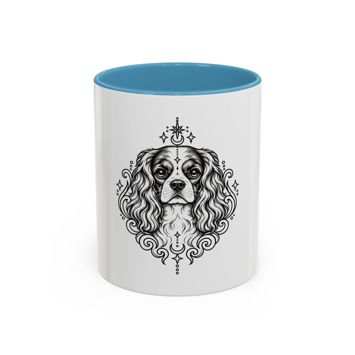 Mystical Cavalier King Charles Spaniel Line Art Accent Coffee Mug – Mystical Dog Portrait 11/15oz