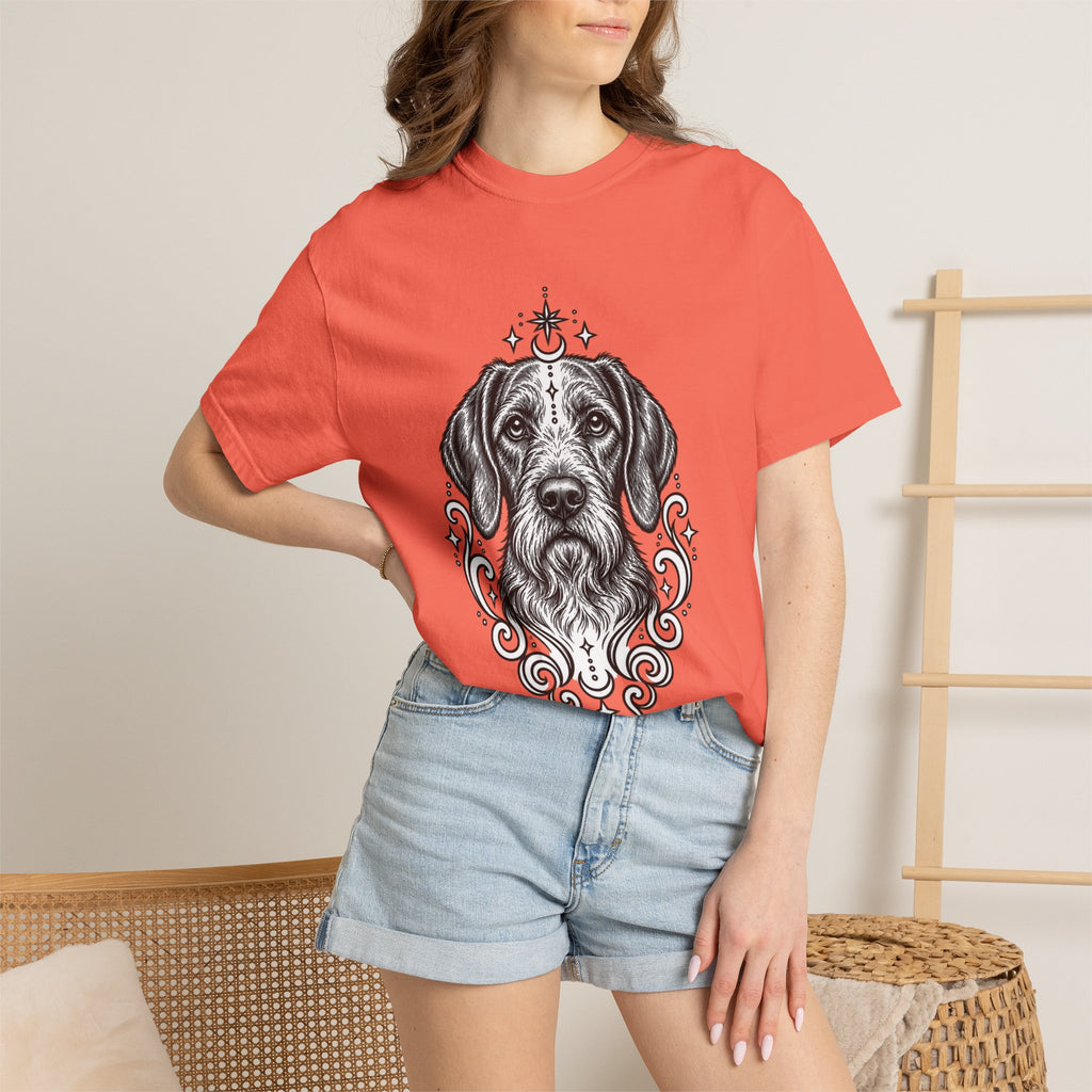 Mystical Wiredhaired Vizsla Line Art T-Shirt — Minimal Dog Portrait Tee