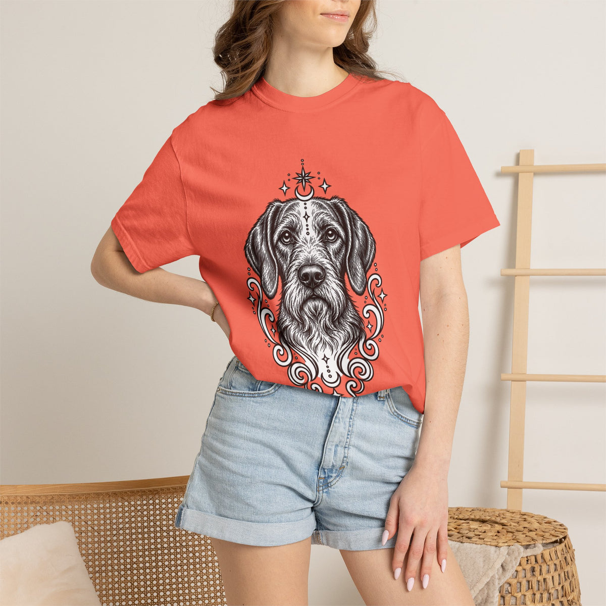 Mystical Wiredhaired Vizsla Line Art T-Shirt — Minimal Dog Portrait Tee