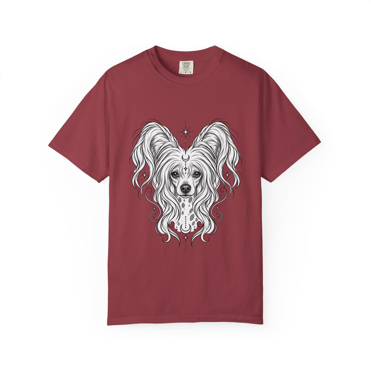 Mystical Chinese Crested Line Art T-Shirt — Minimal Dog Portrait Tee
