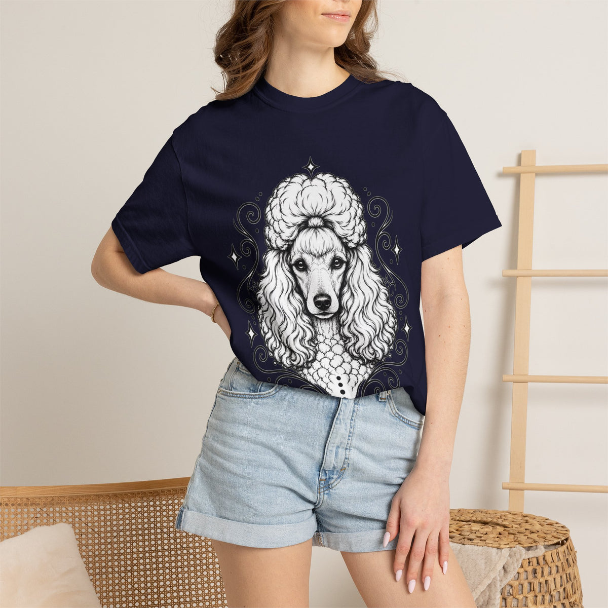 Mystical Miniature Poodle Line Art T-Shirt — Minimal Dog Portrait Tee