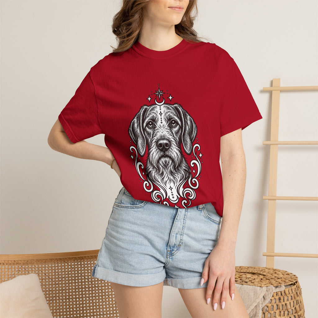 Mystical Wiredhaired Vizsla Line Art T-Shirt — Minimal Dog Portrait Tee