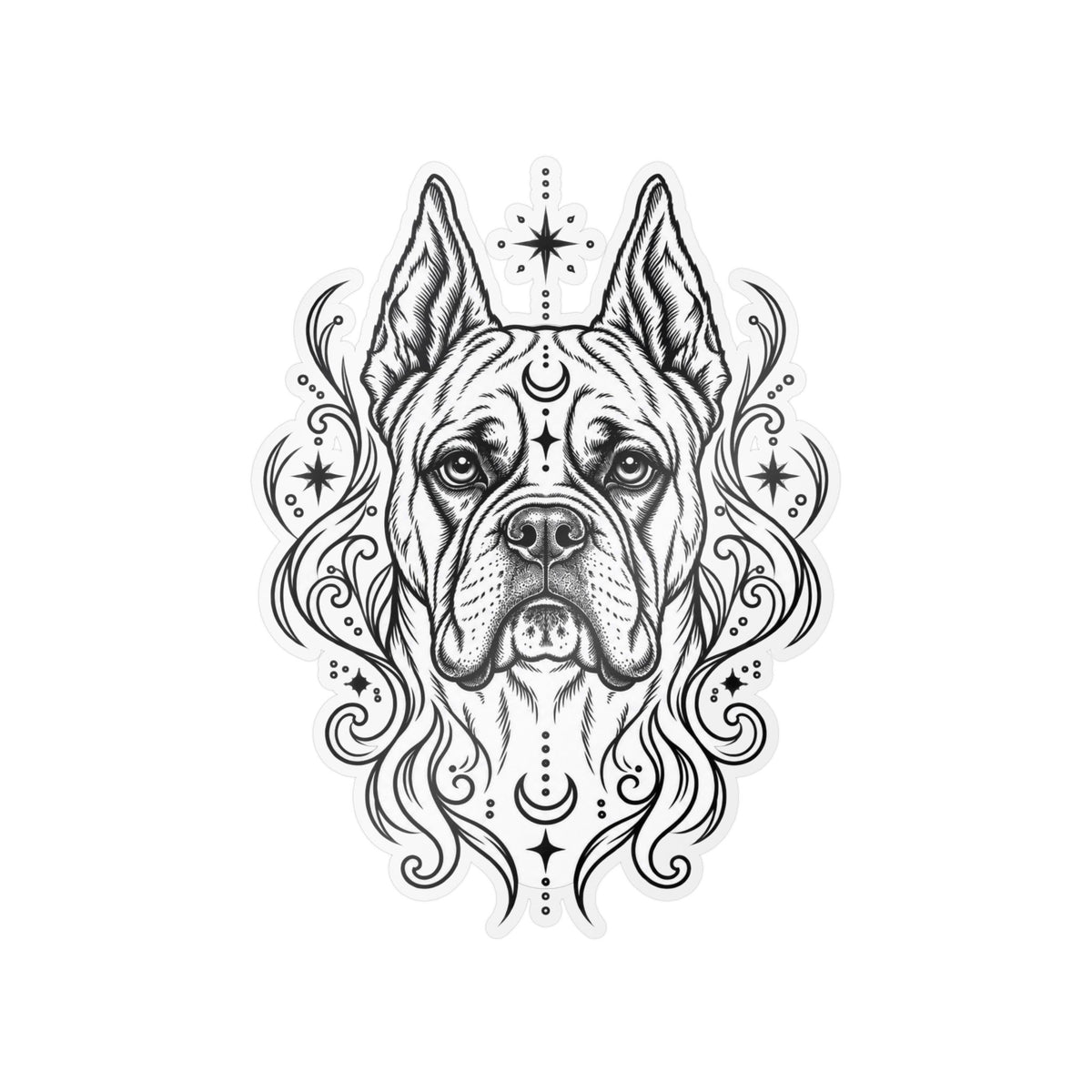 Copy of Mystical White Swiss Shepherd Line Art Kiss-Cut Vinyl Sticker — Decorative Dog Portrait Decal
