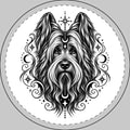 Mystical Briard CE Round Car Magnet — Boho Dog Face Sticker