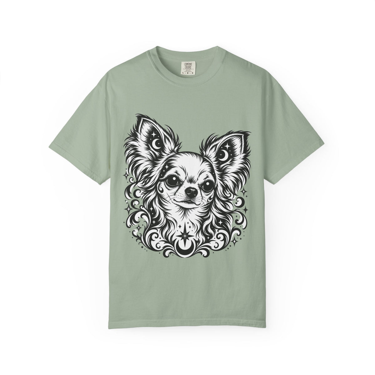 Mystical  Chihuahua LH Line Art T-Shirt — Minimal Dog Portrait Tee