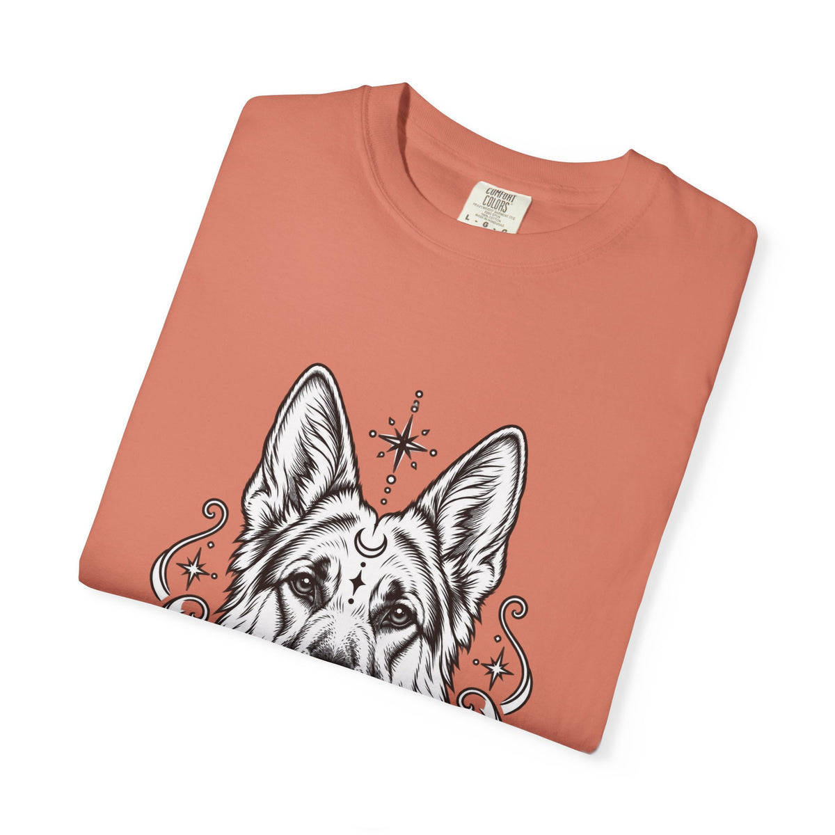 Mystical German Shepherd Line Art T-Shirt — Minimal Dog Portrait Tee