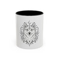 Mystical Shikoku Line Art Accent Coffee Mug – Mystical Dog Portrait 11/15oz