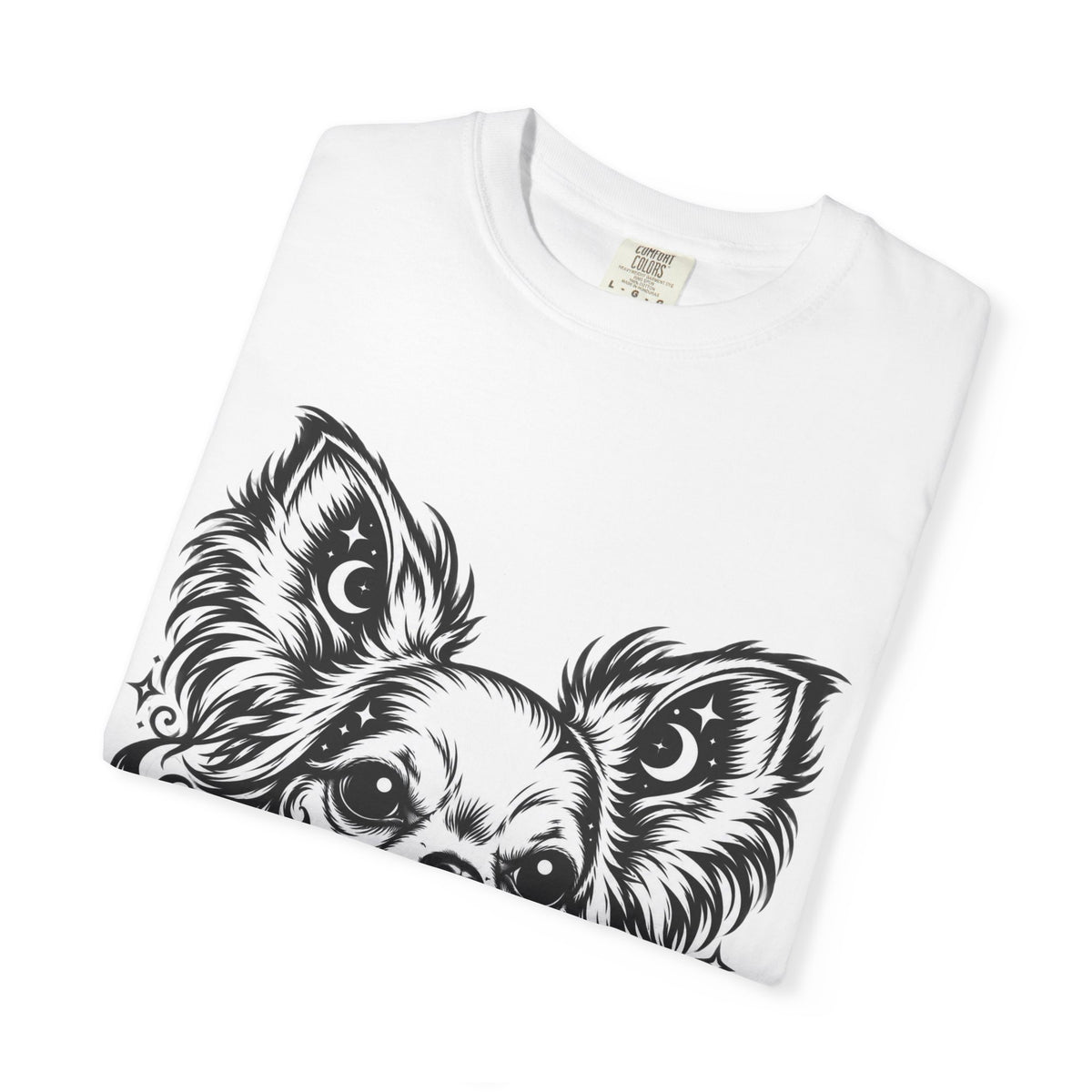 Mystical  Chihuahua LH Line Art T-Shirt — Minimal Dog Portrait Tee