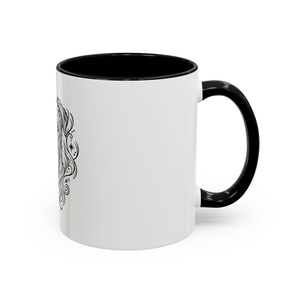Mystical Irish Wolfhound Line Art Accent Coffee Mug – Mystical Dog Portrait 11/15oz