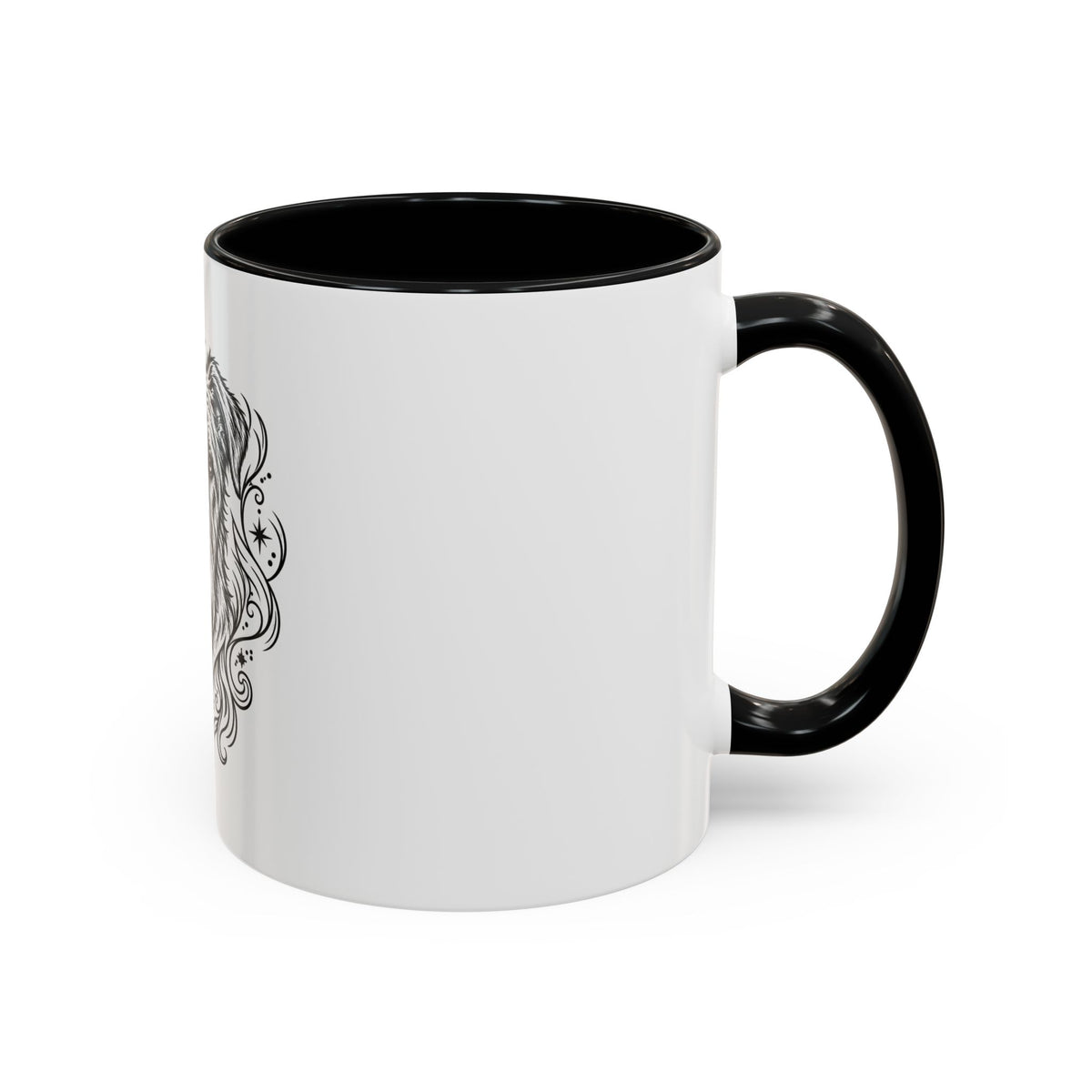 Mystical Irish Wolfhound Line Art Accent Coffee Mug – Mystical Dog Portrait 11/15oz