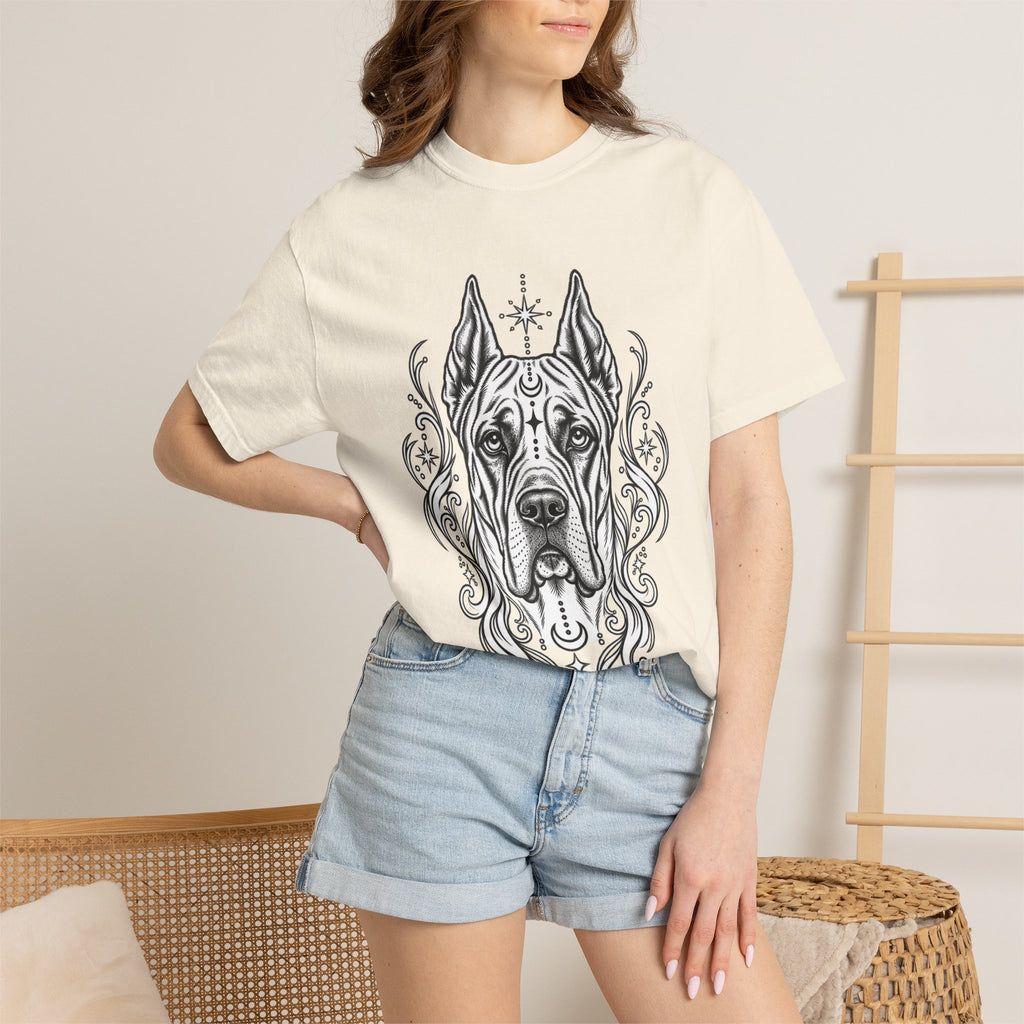 Mystical Great Dane CE Line Art T-Shirt — Minimal Dog Portrait Tee