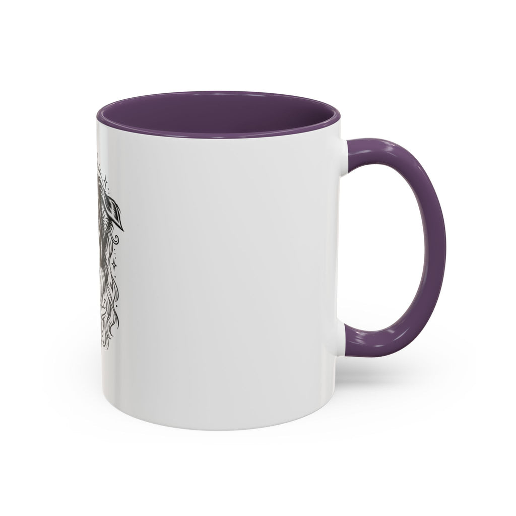 Mystical Border Collie LH Line Art Accent Coffee Mug – Mystical Dog Portrait 11/15oz