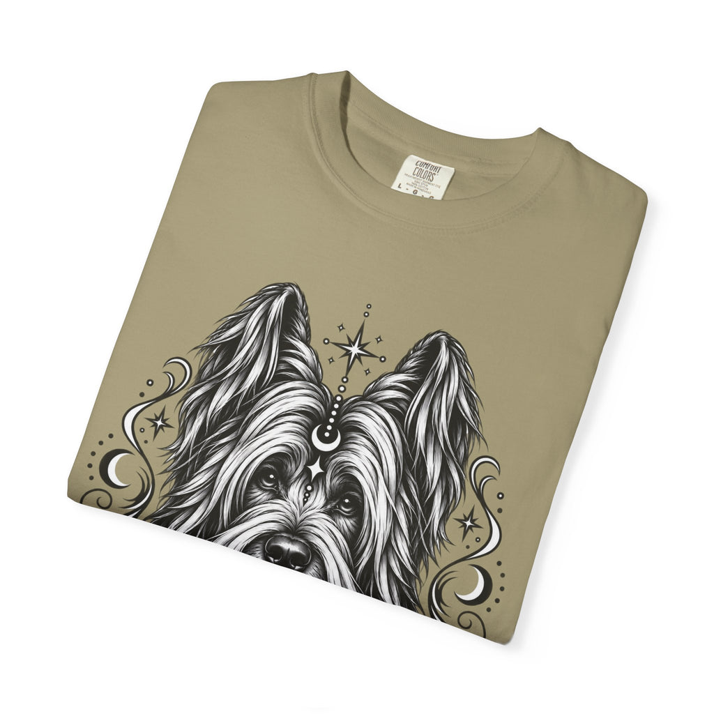 Mystical Briard Line Art T-Shirt — Minimal Dog Portrait Tee