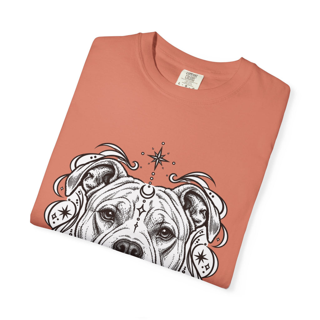 Mystical American Staffordshire Terrier Line Art T-Shirt — Minimal Dog Portrait Tee